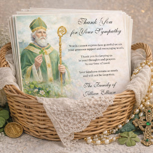 St. Patrick Catholic Irish Celtic Cross Condolence Thank You Card
