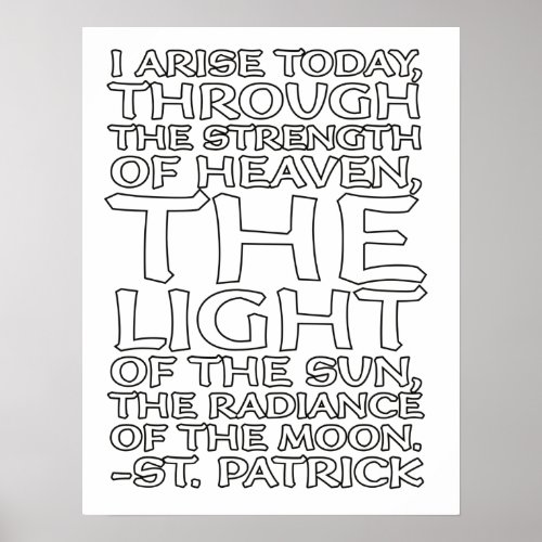 St Patrick Catholic Prayer Whimsical Coloring  Poster