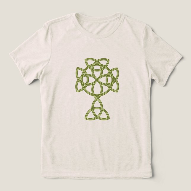 St. Patrick Celtic Cross | Trinity Knot & Quote Tri-Blend Shirt (Design Front)