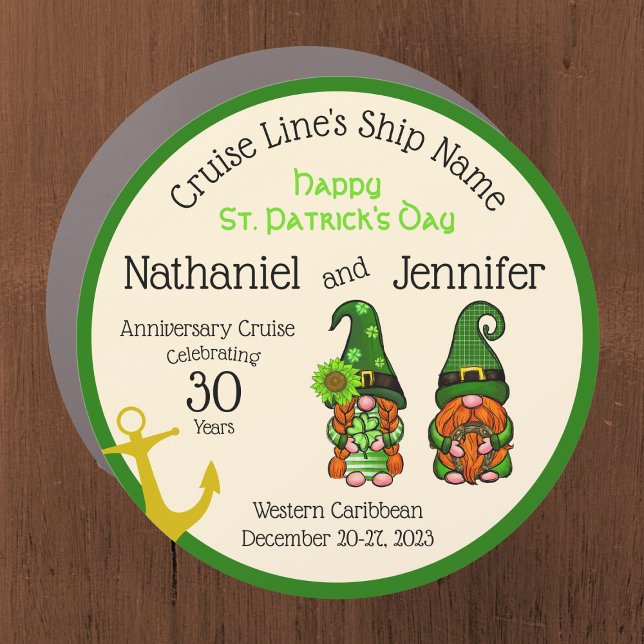 St Patrick Couple Anniversary Cruise Door Magnet (Saint Patrick's Day Cruise Door Marker for Celebrating Their Anniversary)
