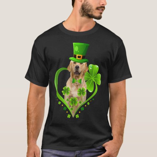 St Patrick Cute Leprechaun Golden Retriever Dog Sh T_Shirt