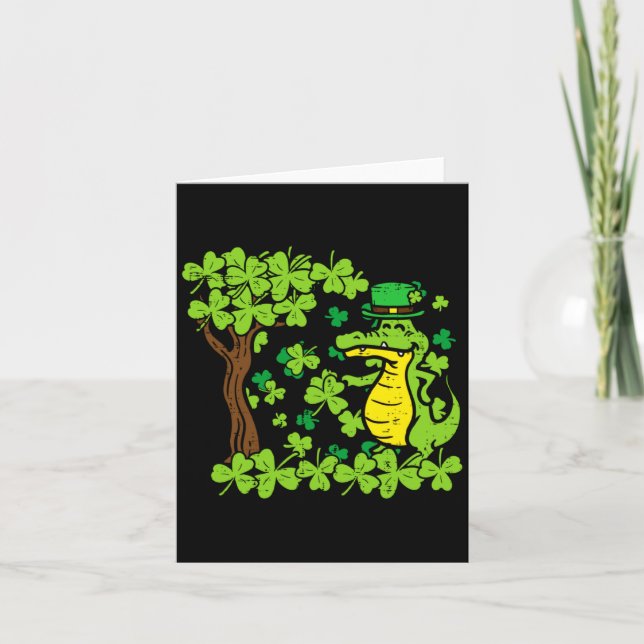 St Patrick Day Alligator Shamrock Saint Pattys Men Card (Front)