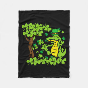 St Patrick Day Alligator Shamrock Saint Pattys Men Fleece Blanket