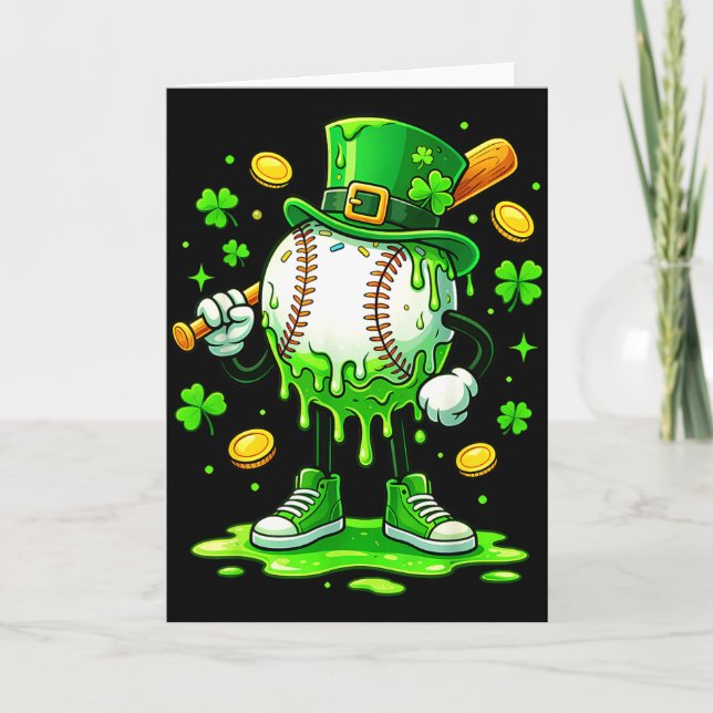 St Patrick Day Baseball Drip Ice Cream Baseball  Card (Front)