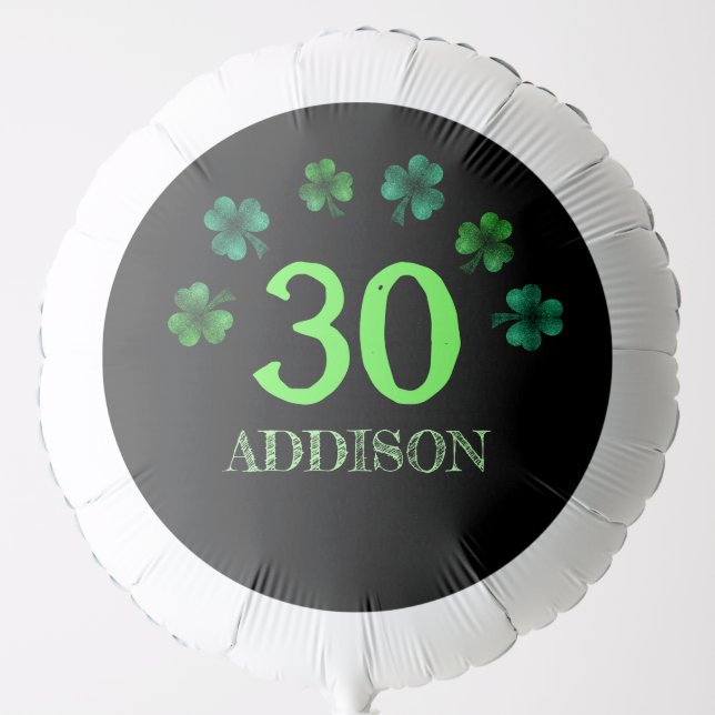 St Patrick Day Birthday Lets party shamrock Balloon (Front)