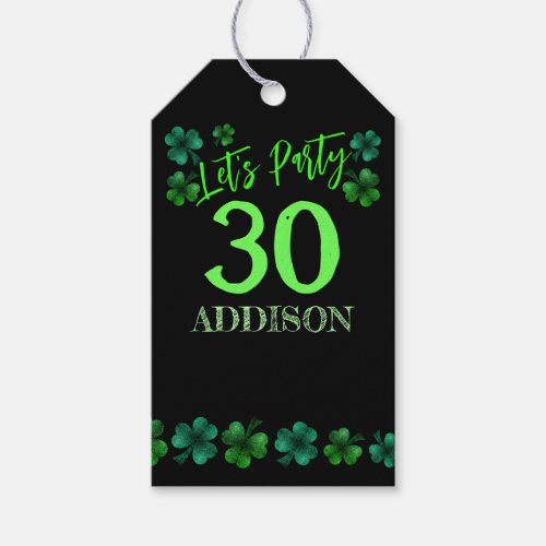 St Patrick Day Birthday Lets party shamrock Gift Tags