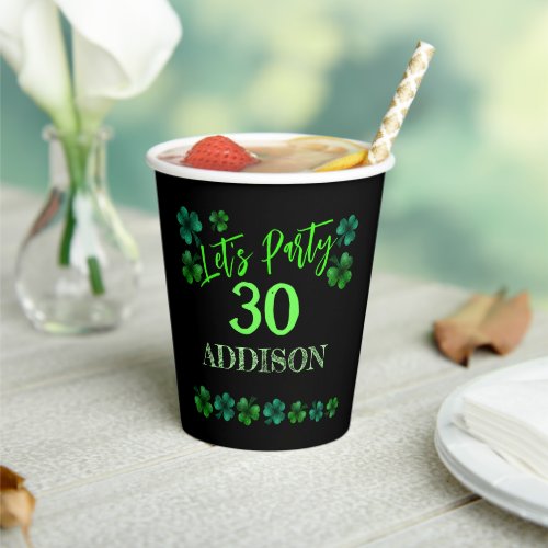 St Patrick Day Birthday Lets party shamrock Paper Cups