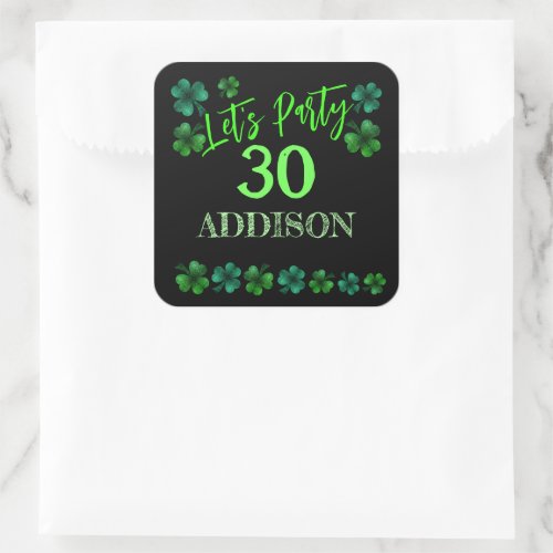 St Patrick Day Birthday Lets party shamrock Square Sticker