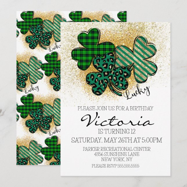 St Patrick Day Birthday Party Invitation (Front/Back)