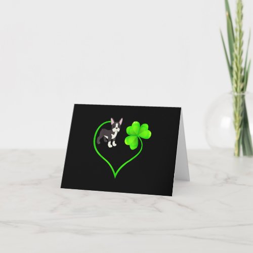 St Patrick Day Boston Terrier Dog Mom Dad Shamrock Note Card