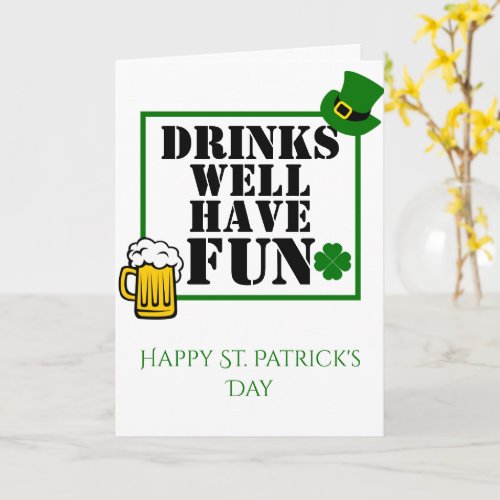 St Patrick Day Card with Four Leaf Clover