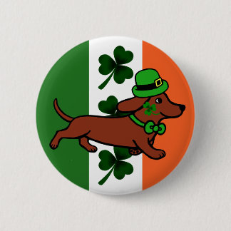 St. Patrick Day Dachshund Cartoon 7 Button