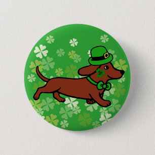 St. Patrick Day Dachshund Cartoon 7 Pinback Button