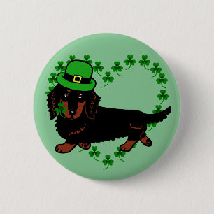 St. Patrick Day Dachshund Cartoon 2 Button