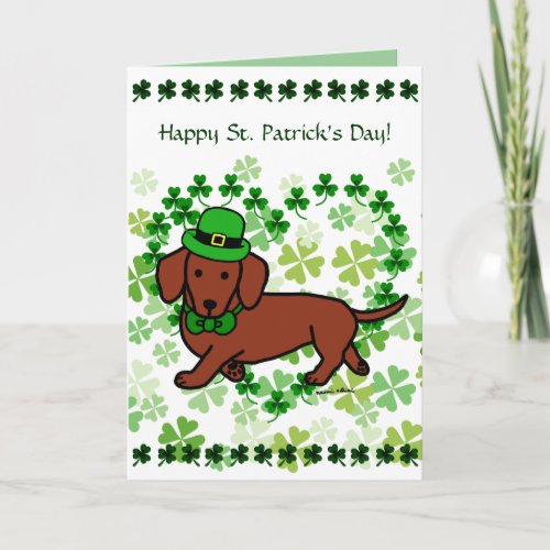 St Patrick Day Dachshund Cartoon Card