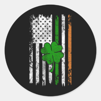 St Patrick Day Irish American Flag Retro Saint Pat Classic Round Sticker