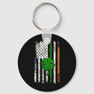 St Patrick Day Irish American Flag Retro Saint Pat Keychain