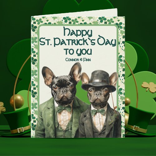 St Patrick Day Irish Frenchie Dog Duo   Card