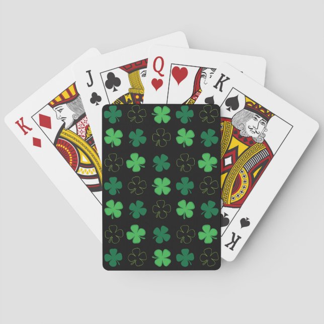St. Patrick Day Irish Green Shamrocks Poker Cards (Back)