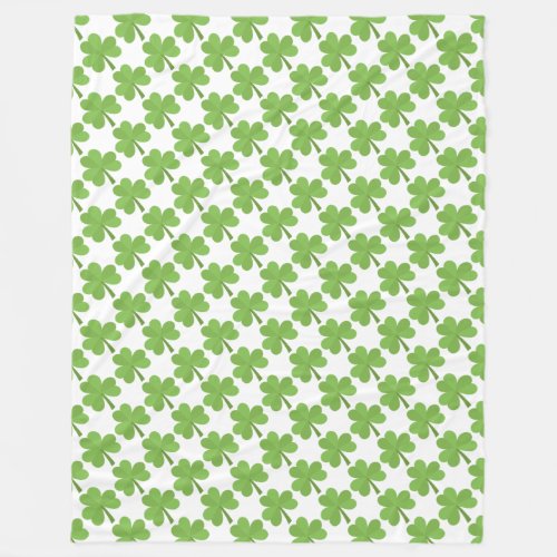 St Patrick Day Irish Shamrock Clovers Green Fleece Blanket