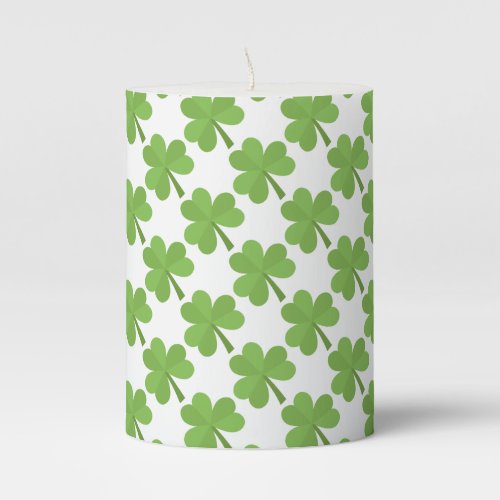 St Patrick Day Irish Shamrock Clovers Green Pillar Candle