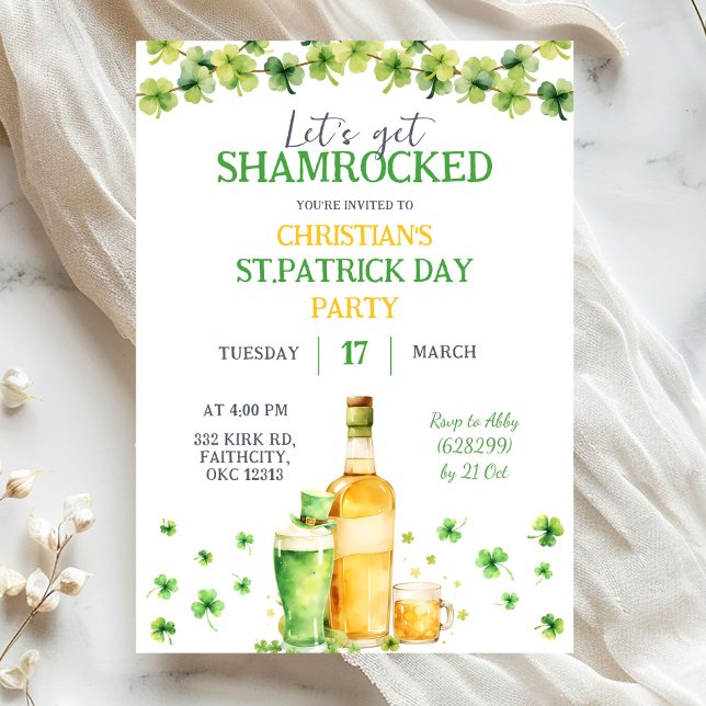 St Patrick Day Let's Get Shamrocked Party Invitation (Creator Uploaded)