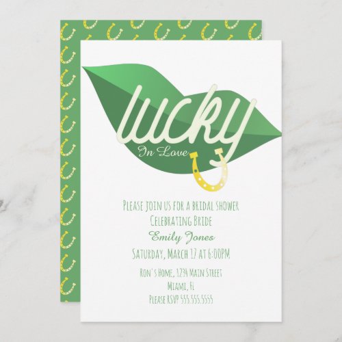 St Patrick Day Lucky Bridal Shower Lip Green Invitation