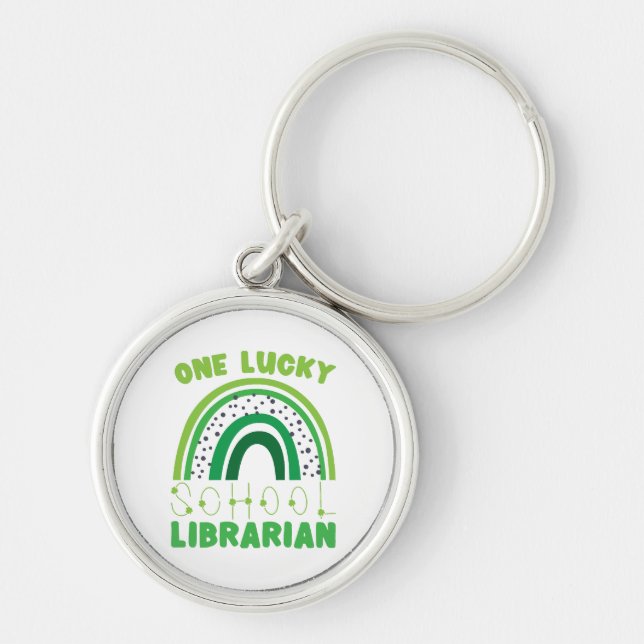 St. Patrick Day Lucky Librarian Keychain (Front)