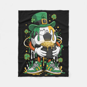 St Patrick Day Lucky Soccer Irish Shamrock Sport D Fleece Blanket