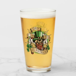 St. Patrick, Day of the Beer, Skull, Leprechaun, Glass