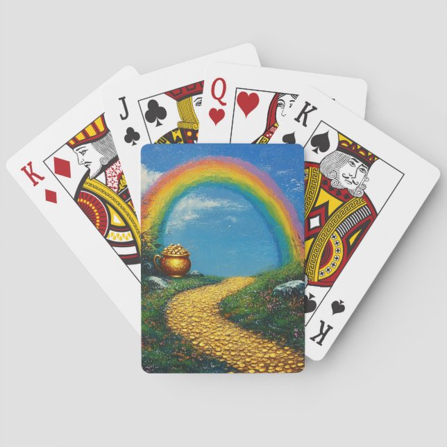 St. Patrick Day Rainbow & Pot of Gold Poker Cards (Back)