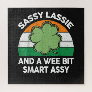 St Patrick Day Sassy Lassie Funny Shamrock Irish Jigsaw Puzzle