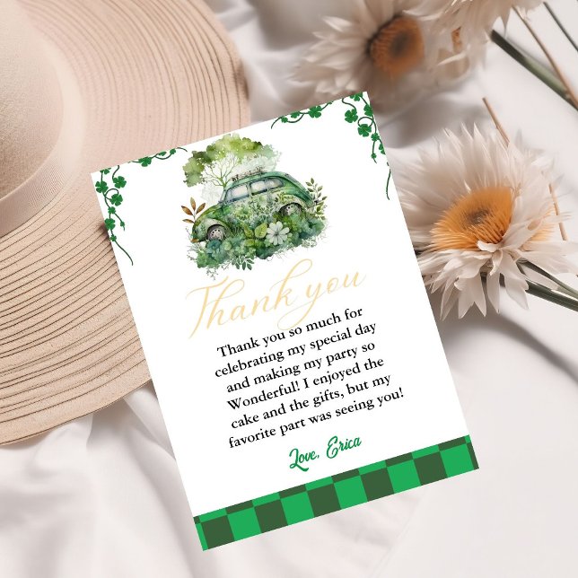 St PAtrick day Shamrock  Birthday Thank You Card (Creator Uploaded)