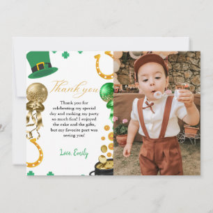 St Patrick day Shamrock Birthday Thank you Card