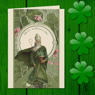 St. Patrick Day Shamrock Bishop Religious Card