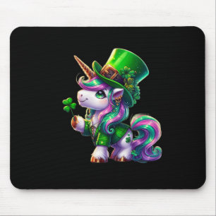 St Patrick Day Tees Irish Unicorn Girls Kids Women Mouse Pad