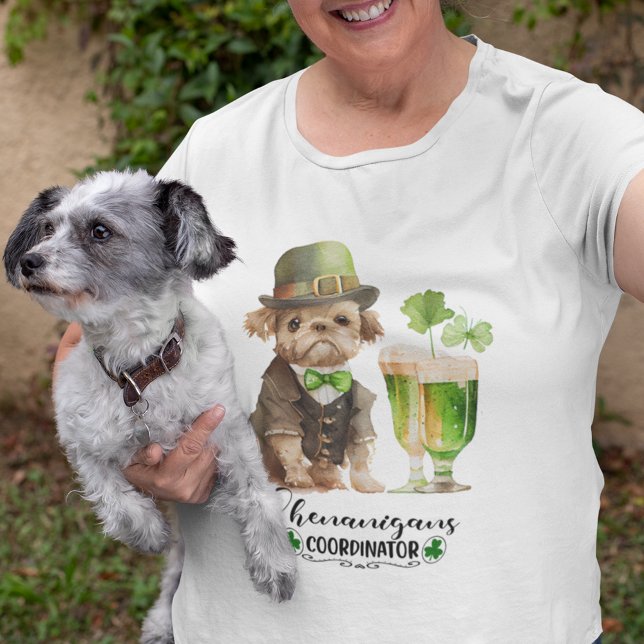 St Patrick Dog in Derby Green Beer Shenanigans  Tri-Blend Shirt (Creator Uploaded)