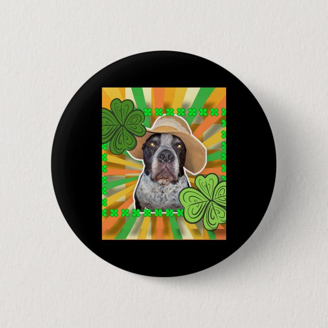 St. Patrick Dog Sticker  Button (Front)