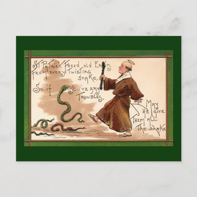 St Patrick Driving Away Snakes Postcard Zazzle