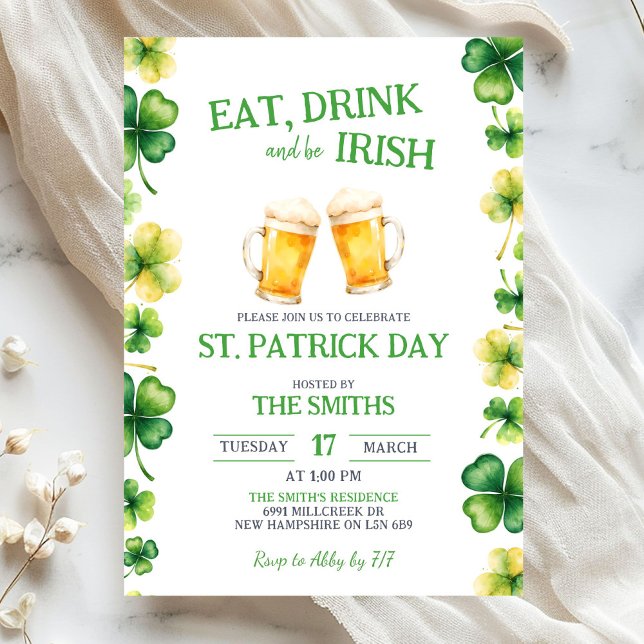 St Patrick Eat, Drink, and be Irish Party Invitation (Creator Uploaded)