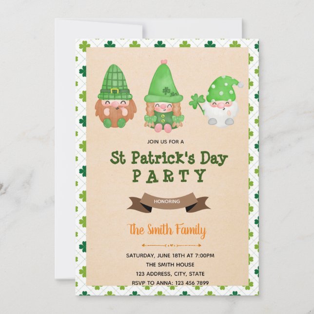 St patrick gnome invitation (Front)