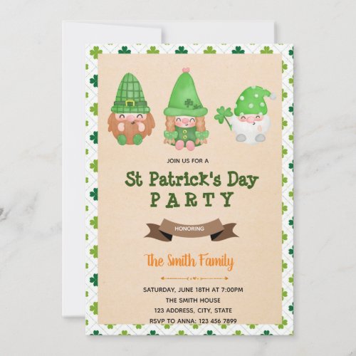 St patrick gnome invitation