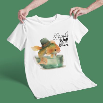 St Patrick Goldfish Funny Drinks Well With Others T-Shirt