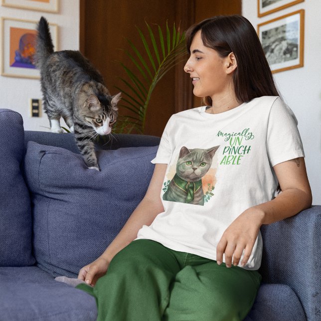 St Patrick Gray Cat Magically Un Pinchable Tri-Blend Shirt (Creator Uploaded)