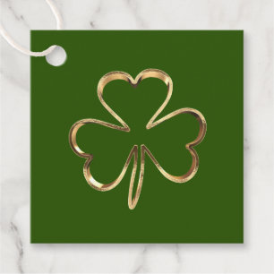 St. Patrick Green and Gold Irish Clover Shamrock Favor Tags