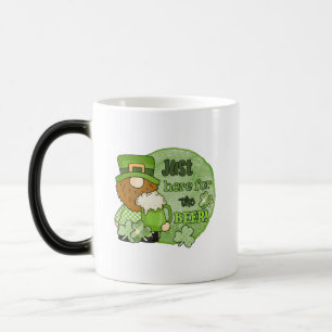 St. Patrick Green Gnome Just Here For The Beer Color Morph Mug