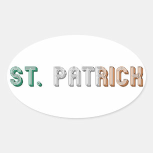 St. Patrick Ireland Irish St. Paddy Typography Oval Sticker
