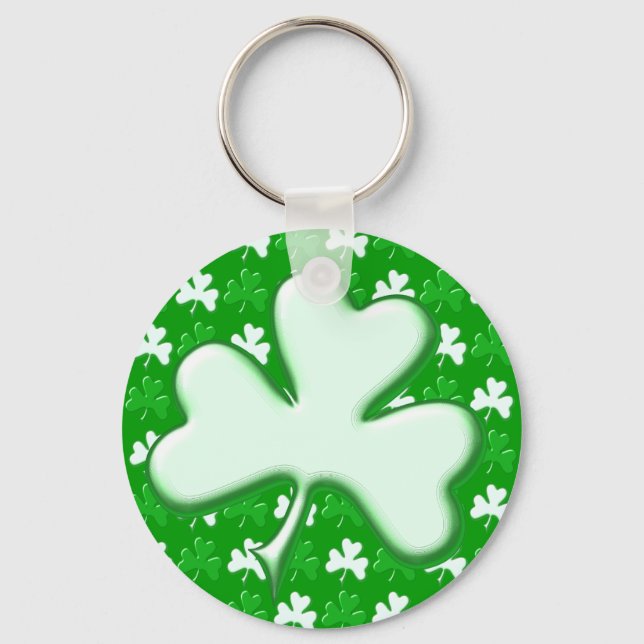 St Patrick Ireland Shamrock Pattern Design Keychain (Front)