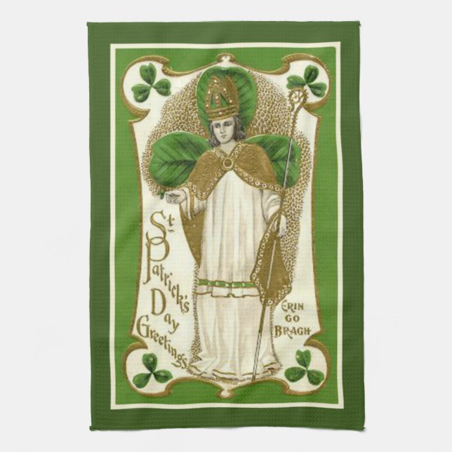 St. Patrick Irish Blessing Religious Shamrocks Kitchen Towel (Vertical)