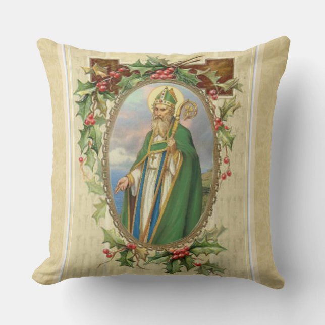 St. Patrick Irish Christmas Blessing Prayer Throw Pillow (Front)